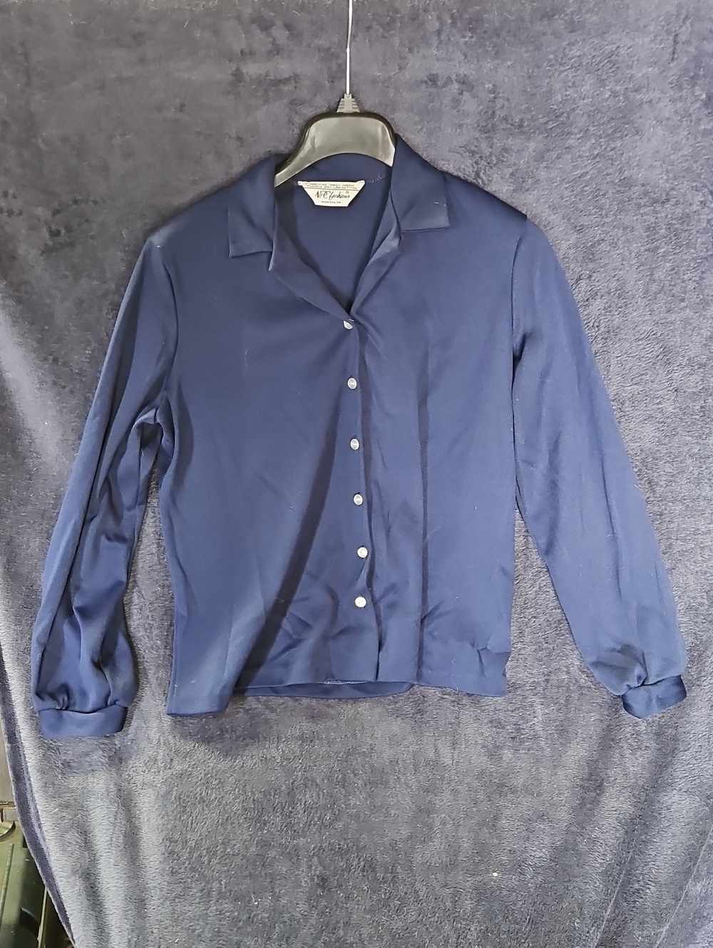 Vintage NPC Fashions Pearl-Button Long-Sleeve Collared Blouse